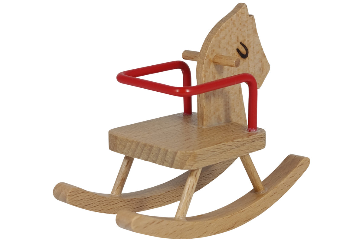 Anne Krebs Miniatur Schaukelpferd aus Holz und Metall