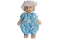 Anne Krebs Miniatur Puppe Baby, Strampelanzug blau