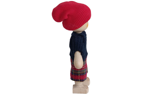 Anne Krebs Miniatur Puppe Junge, Beany rot