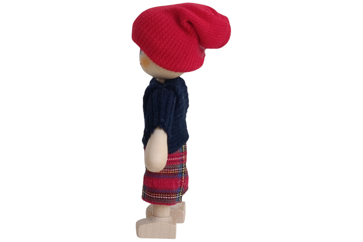 Anne Krebs Miniatur Puppe Junge, Beany rot