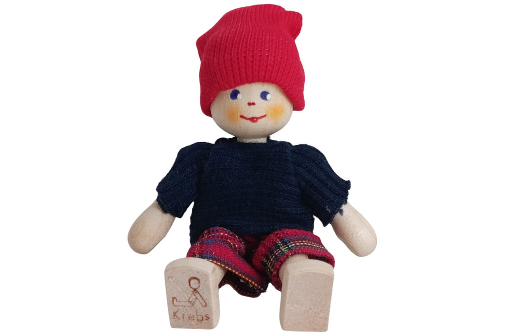 Anne Krebs Miniatur Puppe Junge, Beany rot