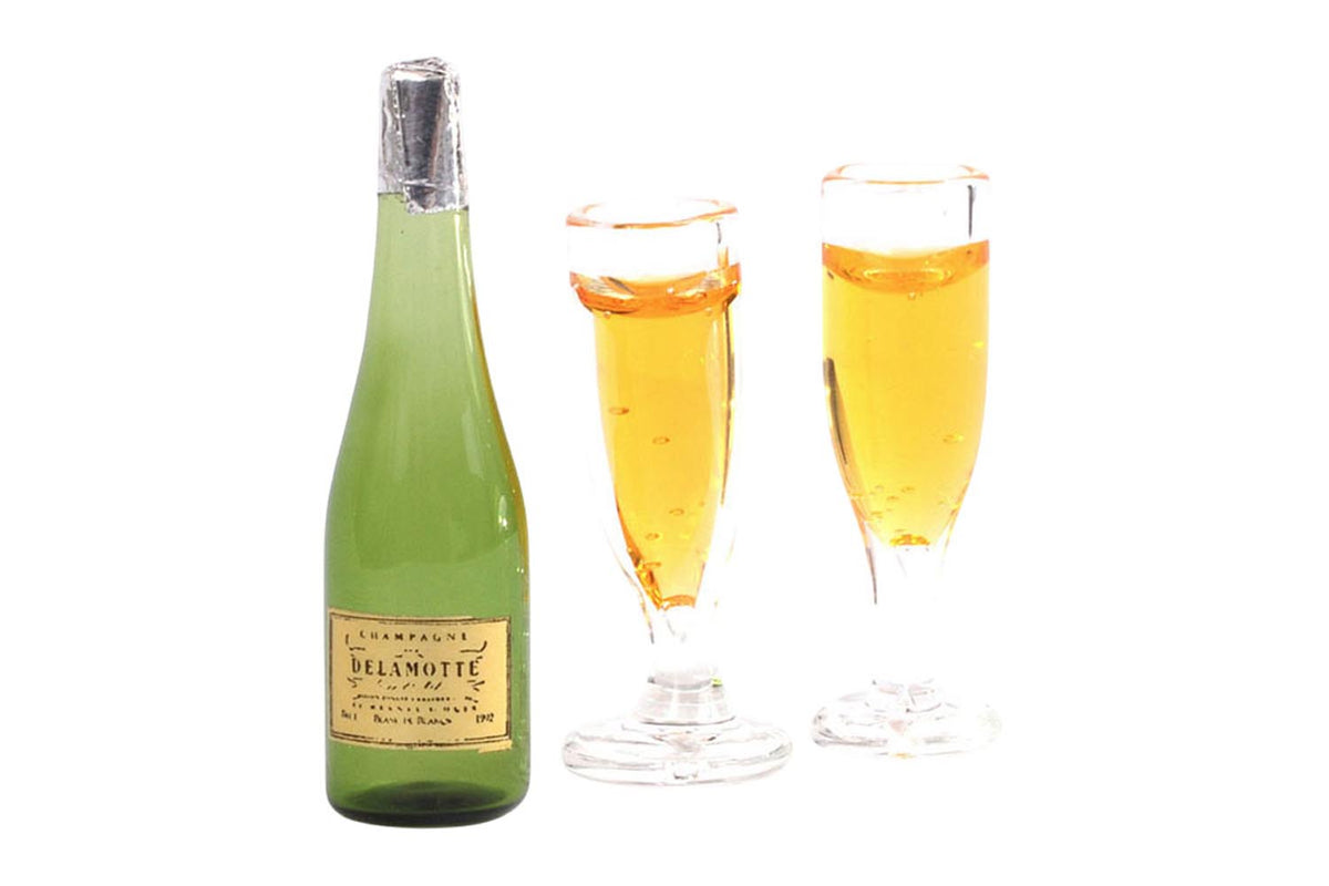Dolls House Miniatur Champagner + Gläser