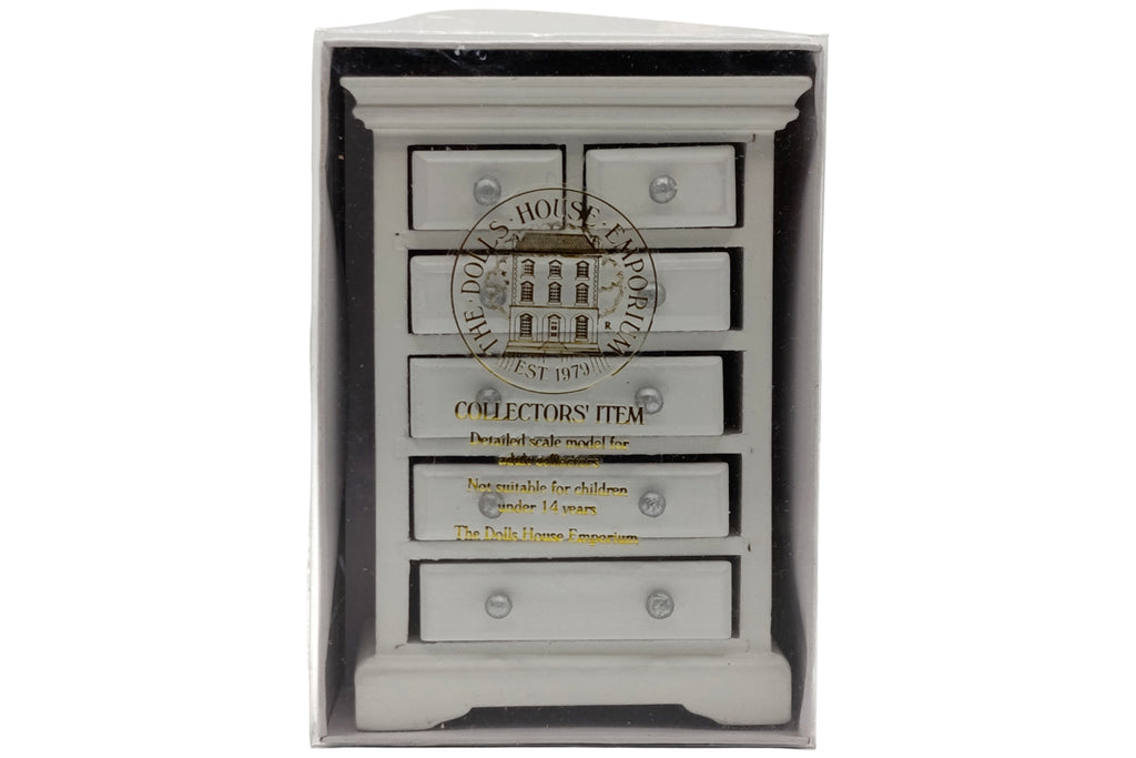 Dolls House Miniatur Kommode weiß mit 6 Schubkästen