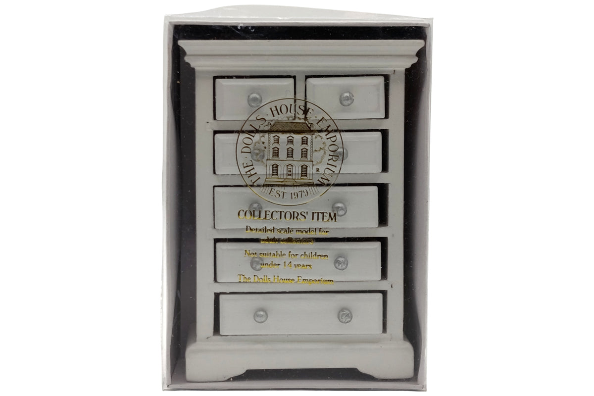 Dolls House Miniatur Kommode weiß mit 6 Schubkästen