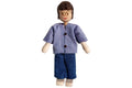 Anne Krebs Miniatur Puppe Vater, Hemd kariert, Brille, Haare braun