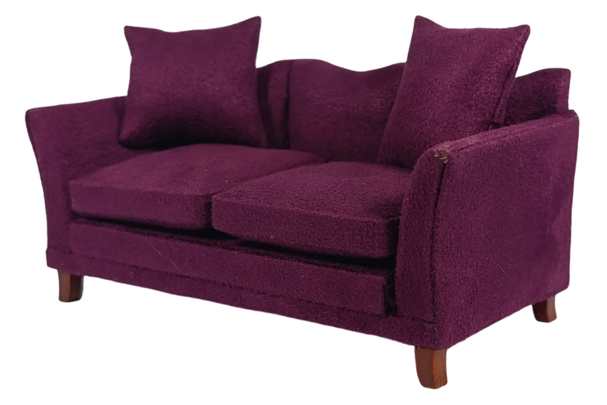 Dolls House Miniatur Sofa mit Stoffbezug lila