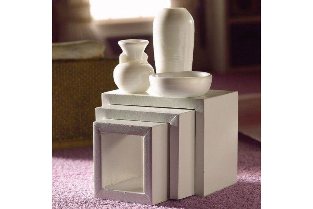 Dolls House Miniatur Hocker-Set weiß (3-tlg.)