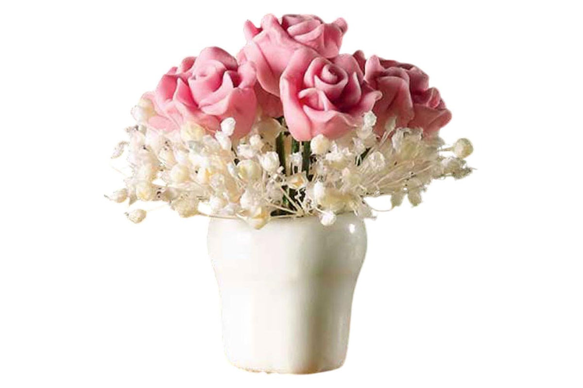 Dolls House Miniatur Rosen pink Arrangement mit Vase