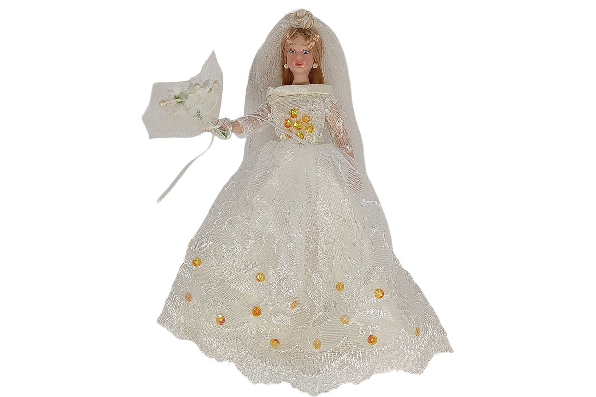 Dolls House Miniatur Puppe Grace im Brautkleid ca. 15 cm hoch