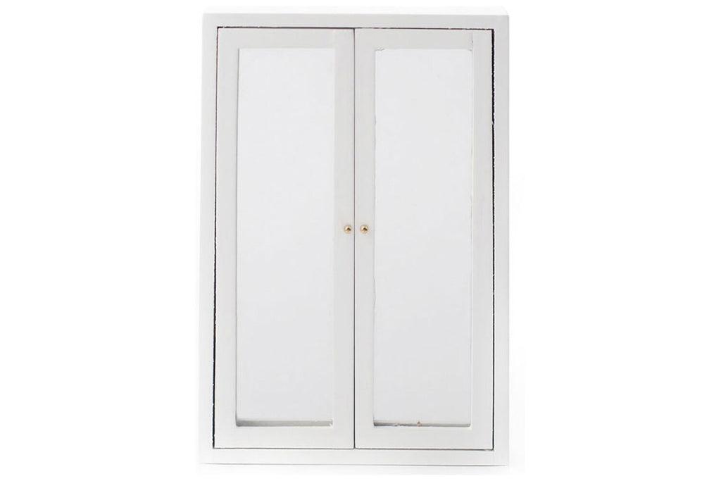 Dolls House Miniatur Schlafzimmer-Schrank mit Spiegel weiß