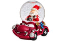 Sigro kleine Schneekugel rot mit lustigen Auto & Weihnachtsmann