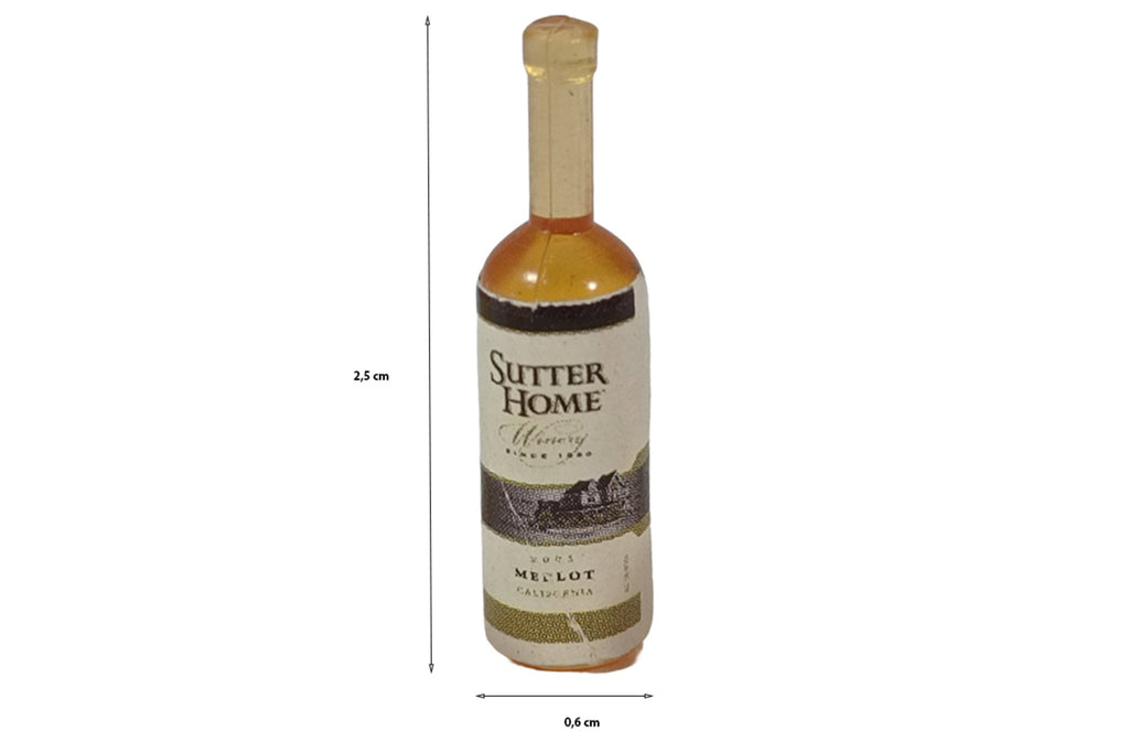 Dolls House Miniatur Flasche Weißwein mit 4 Gläsern