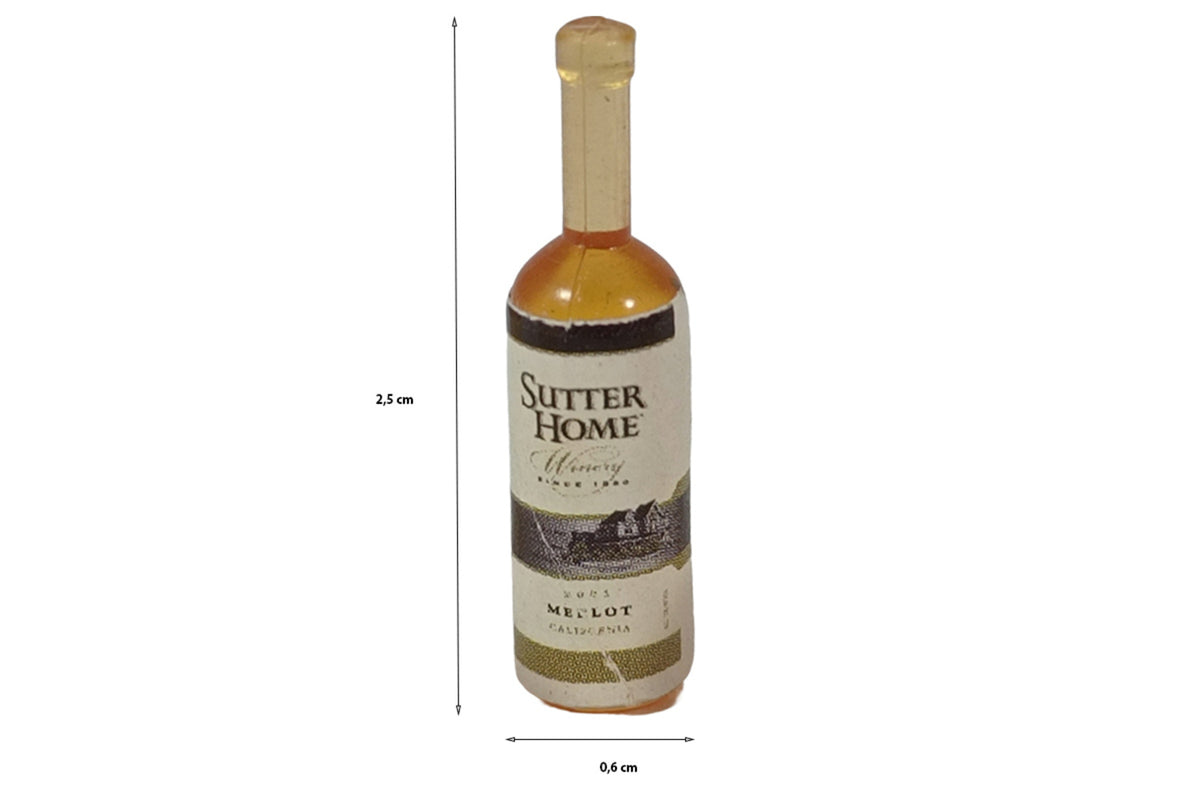 Dolls House Miniatur Flasche Weißwein mit 4 Gläsern