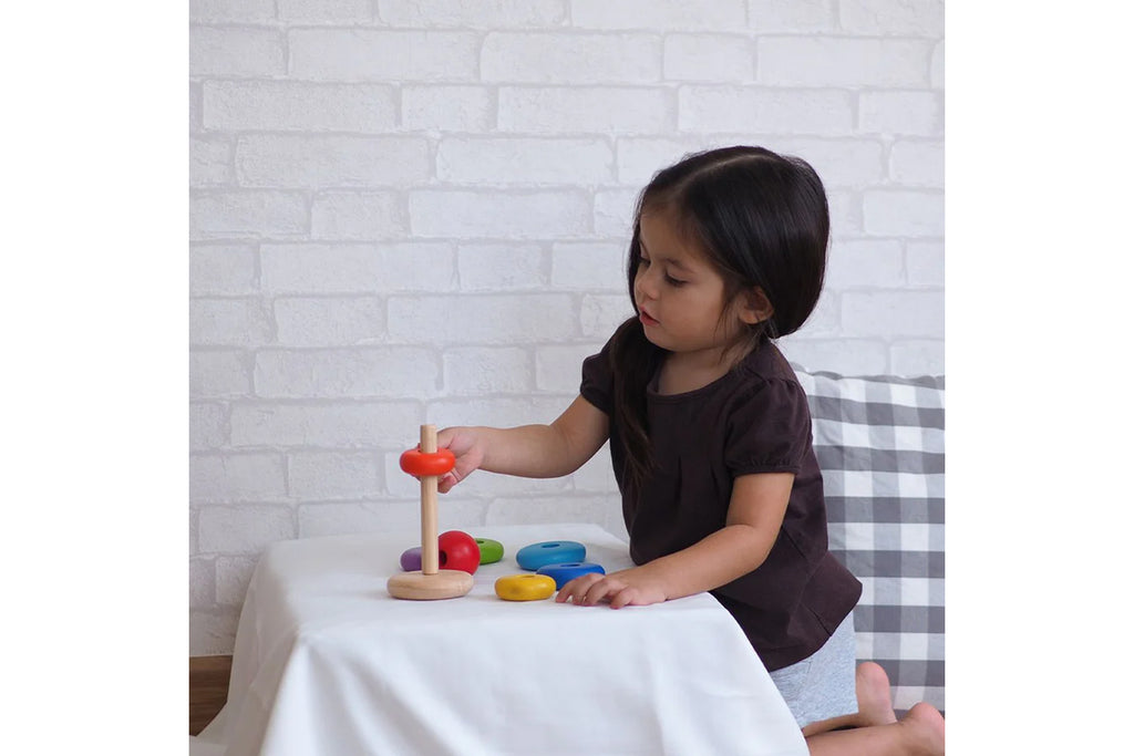 PlanToys Stapelringturm bunt