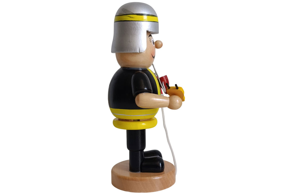 Sigro Räuchermann Feuerwehrmann schwarz/gelb 19 cm hoch