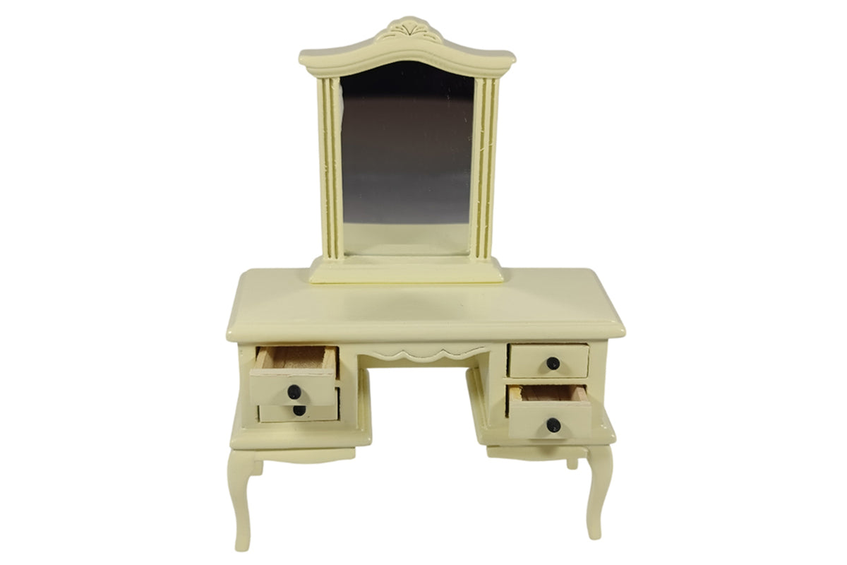 Dolls House Miniatur Schminktisch im französischen Stil cremefarben