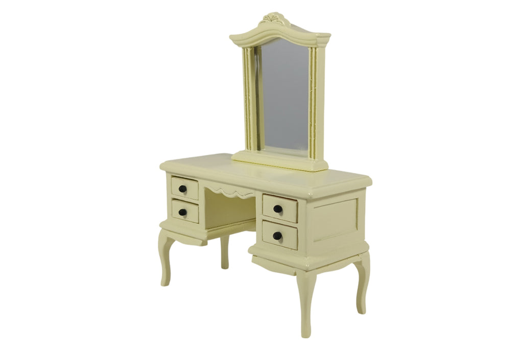 Dolls House Miniatur Schminktisch im französischen Stil cremefarben
