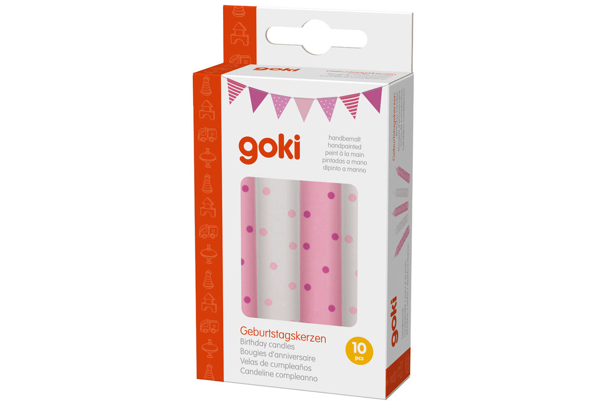 goki Geburtstagskerzen 10 Stück rosa gepunktet