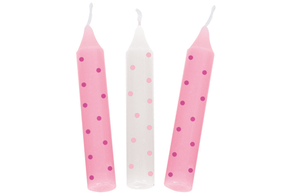 goki Geburtstagskerzen 10 Stück rosa gepunktet