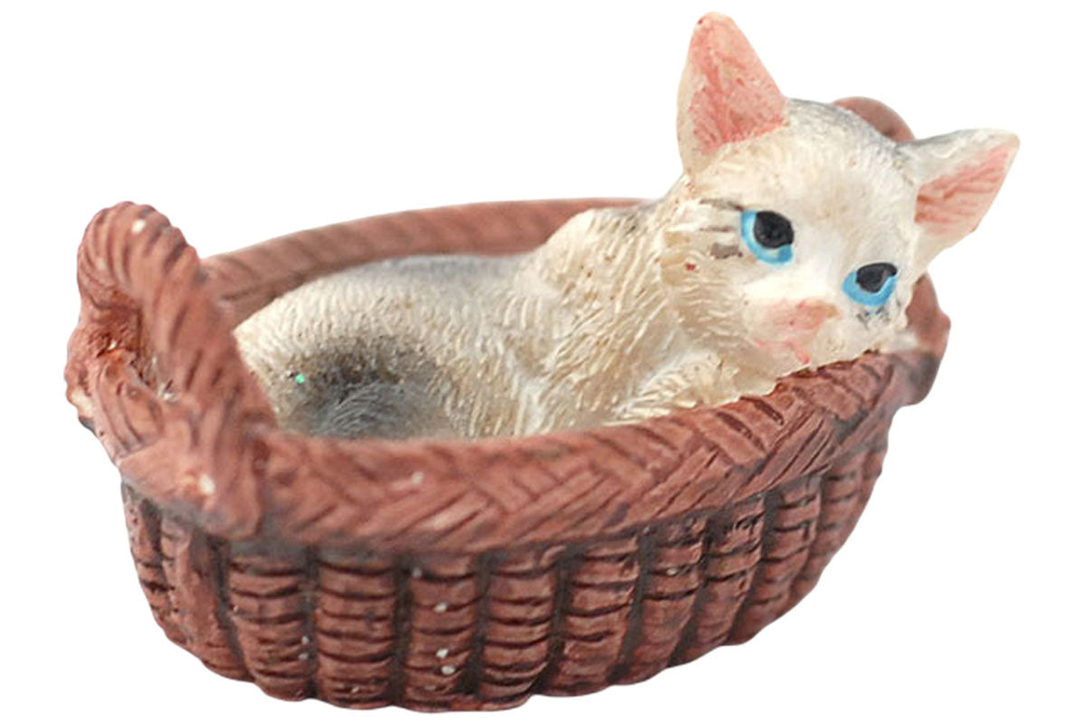 Dolls House Miniatur Katze im Körbchen