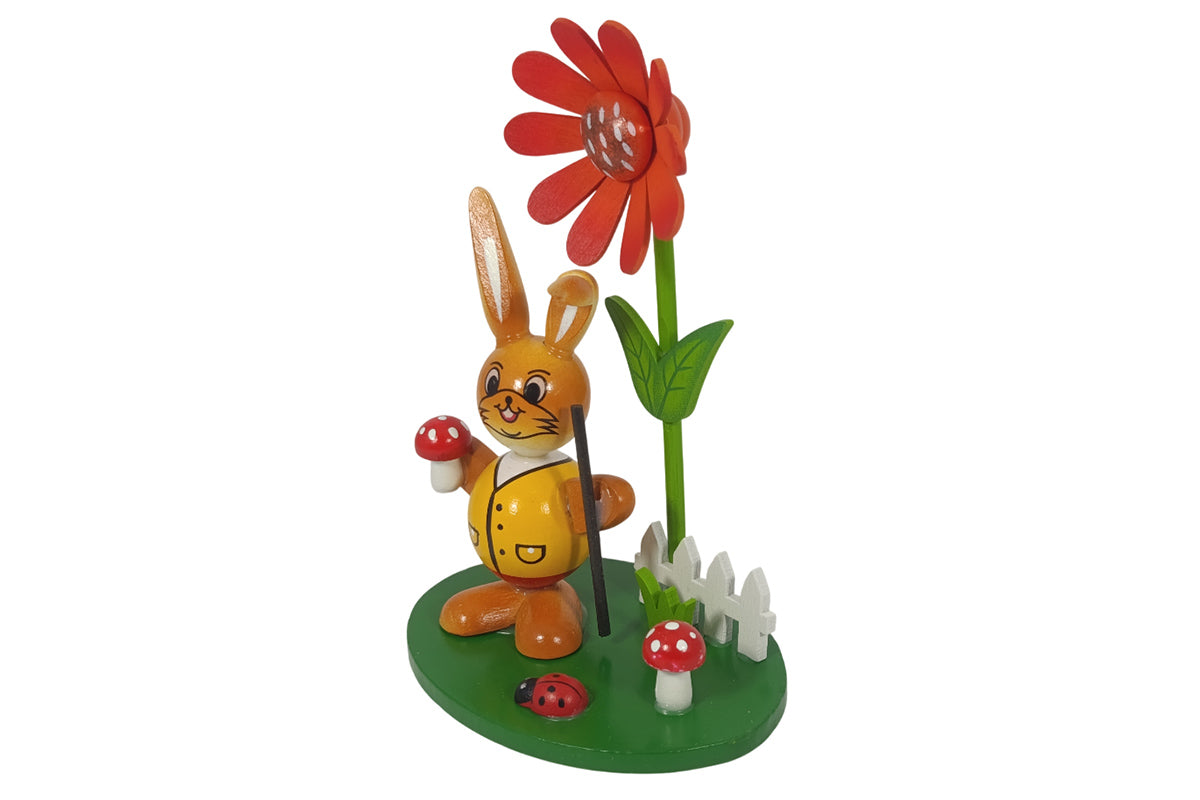 Schulte Kugelhase mit Blume gelb mit Pilz Osterdekoration