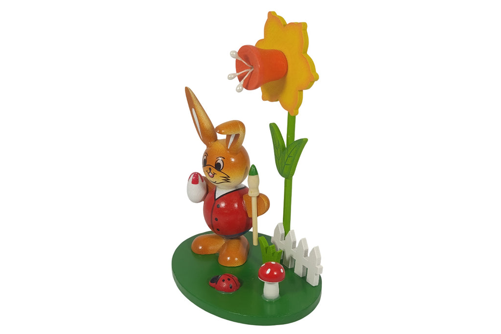 Schulte Kugelhase mit Blume rot mit Pinsel Osterdekoration