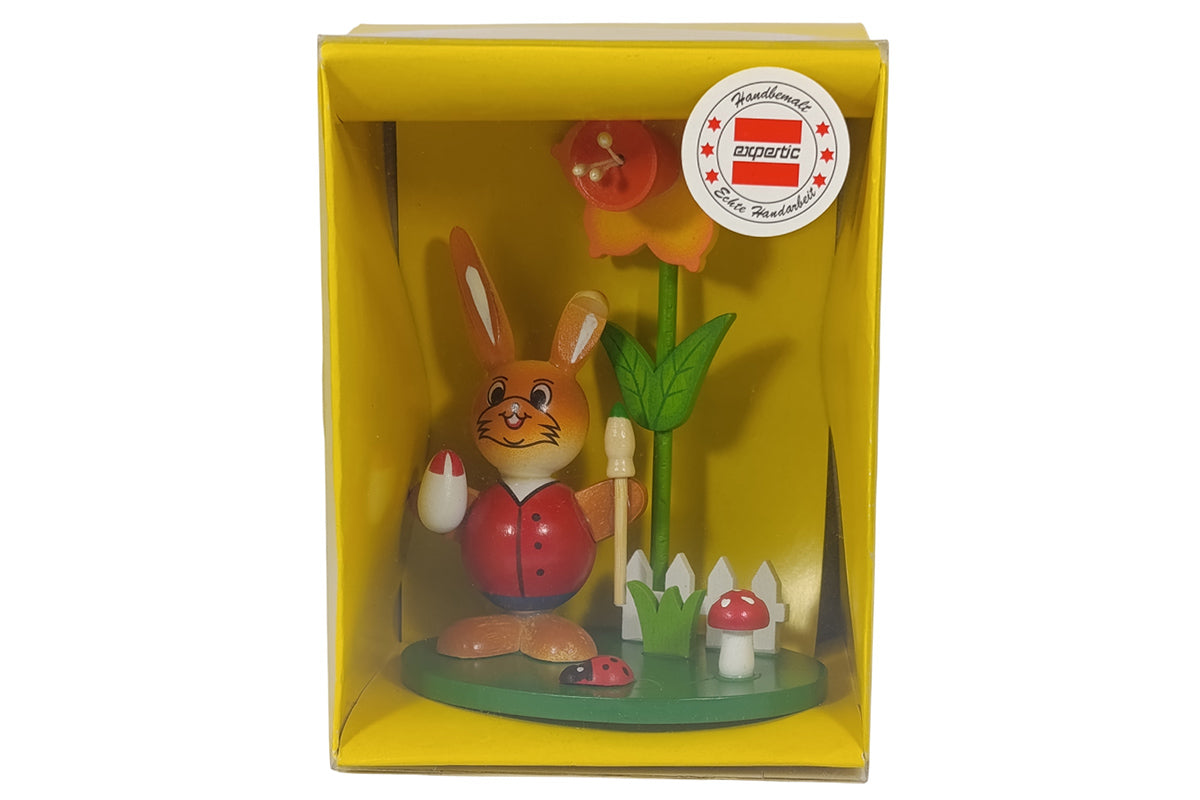 Schulte Kugelhase mit Blume rot mit Pinsel Osterdekoration