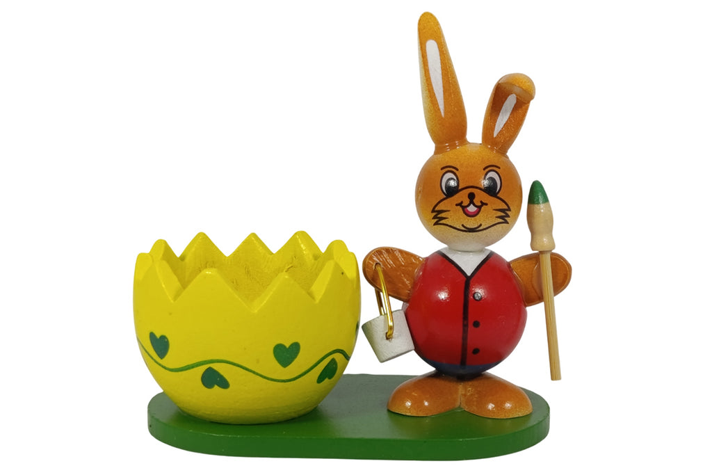 Schulte Kugelhase mit gelben Eierbecher und Farbeimer Osterdekoration