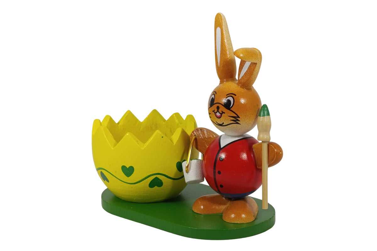 Schulte Kugelhase mit gelben Eierbecher und Farbeimer Osterdekoration