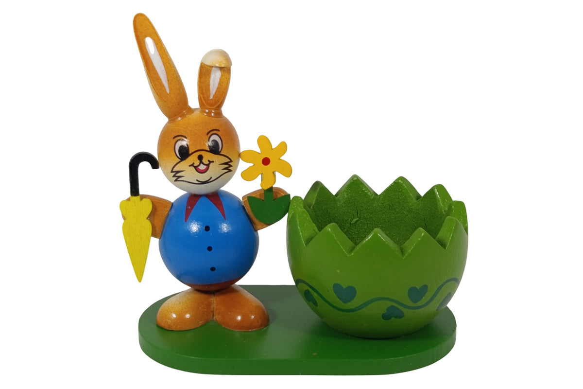 Schulte Kugelhase mit grünem Eierbecher und Regenschirm Osterdekoration