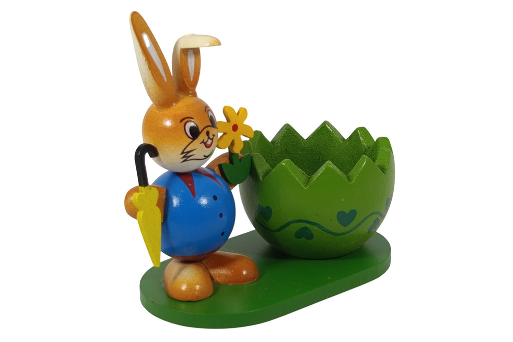 Schulte Kugelhase mit grünem Eierbecher und Regenschirm Osterdekoration