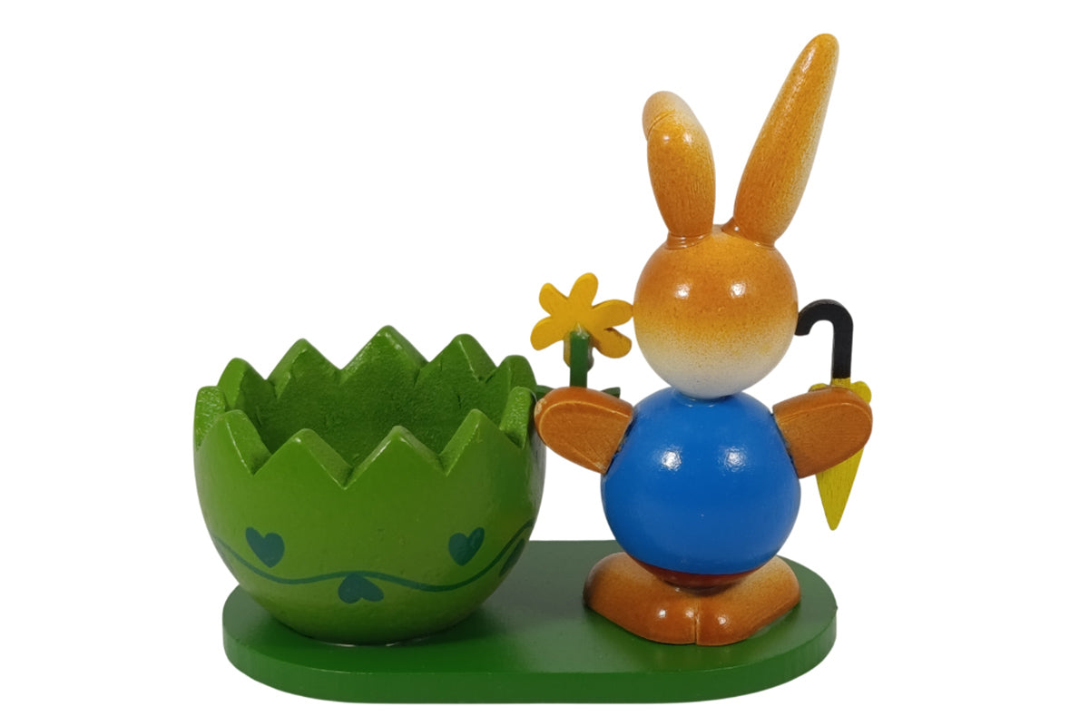 Schulte Kugelhase mit grünem Eierbecher und Regenschirm Osterdekoration