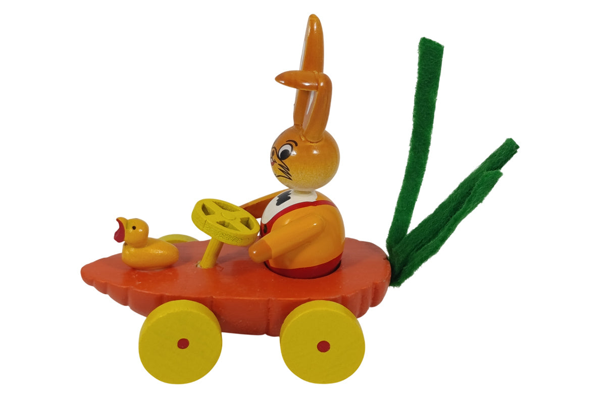 Schulte Kugelhase mit Karotten-Rennwagen orange Osterdekoration