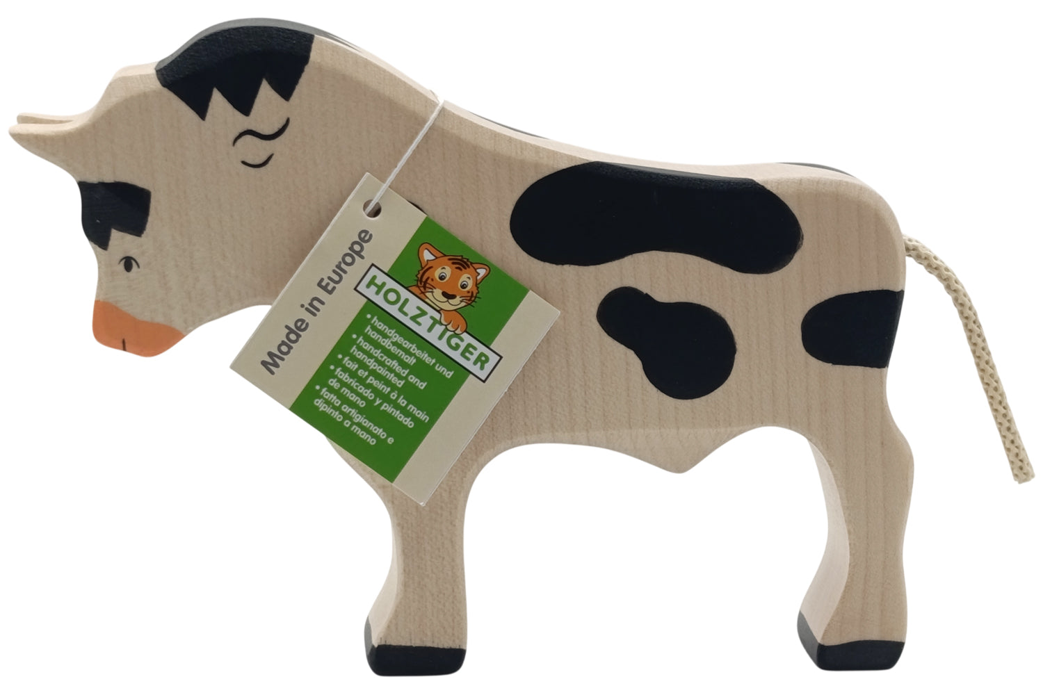 Holztiger Stier stehend schwarz/weiß