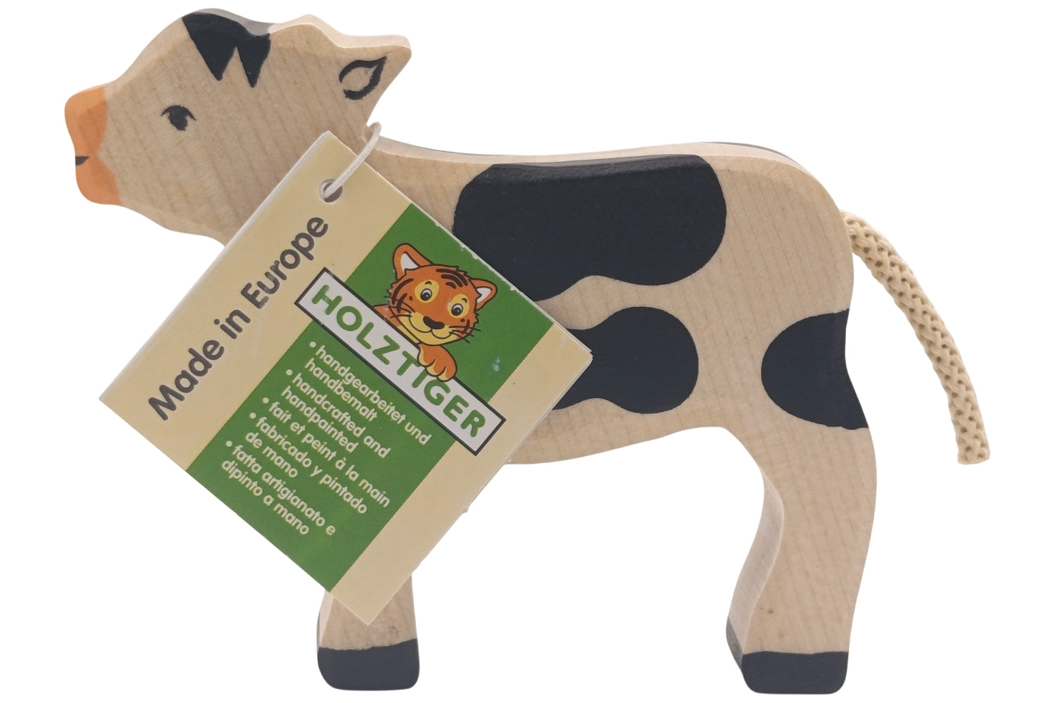 Holztiger Kalb stehend schwarz/weiß