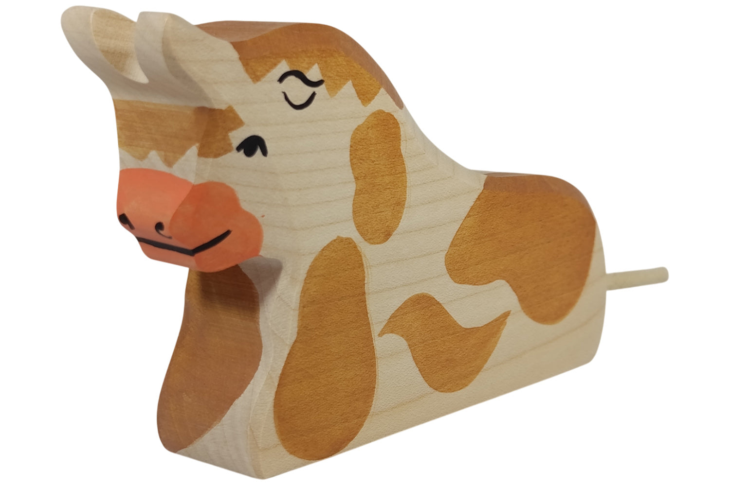 Holztiger Stier liegend braun