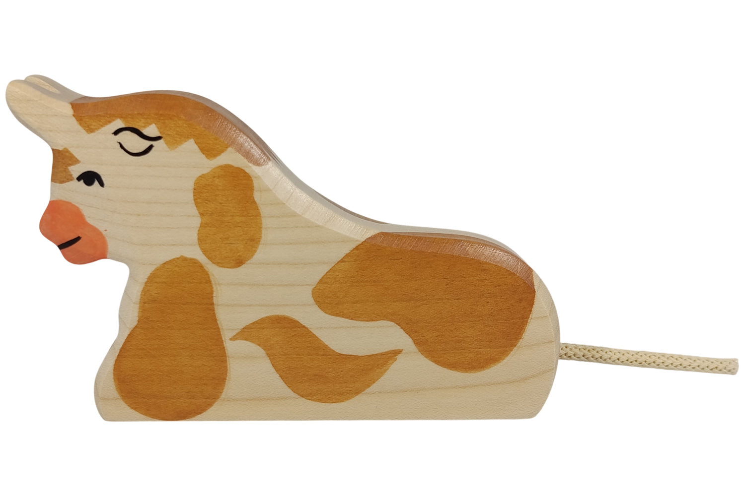 Holztiger Stier liegend braun