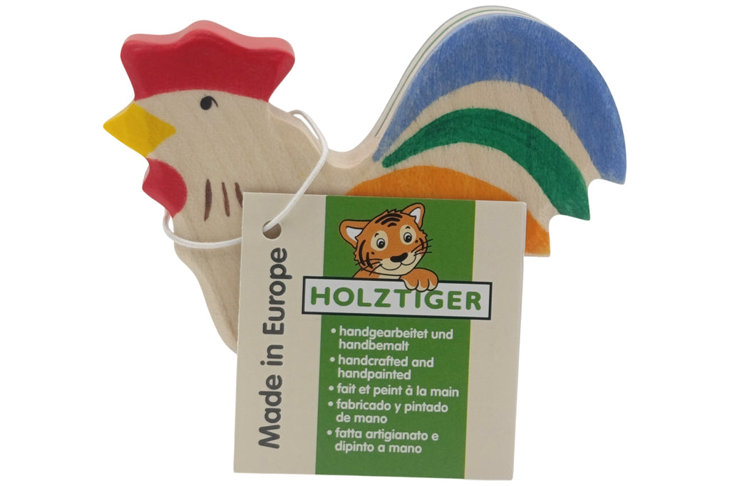 Holztiger Hahn bunt