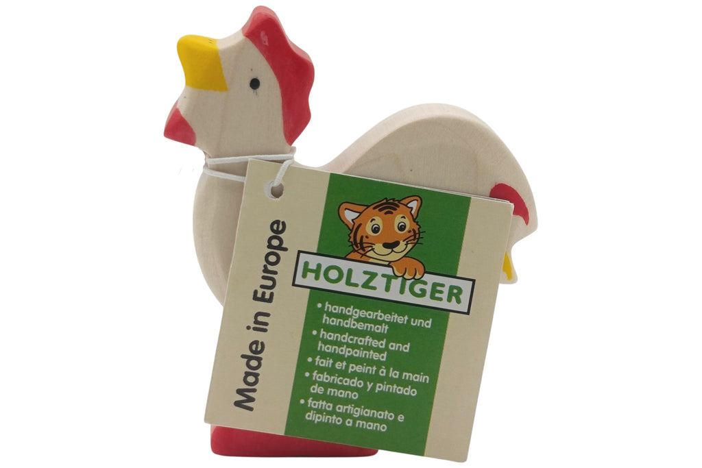 Holztiger Hahn blau