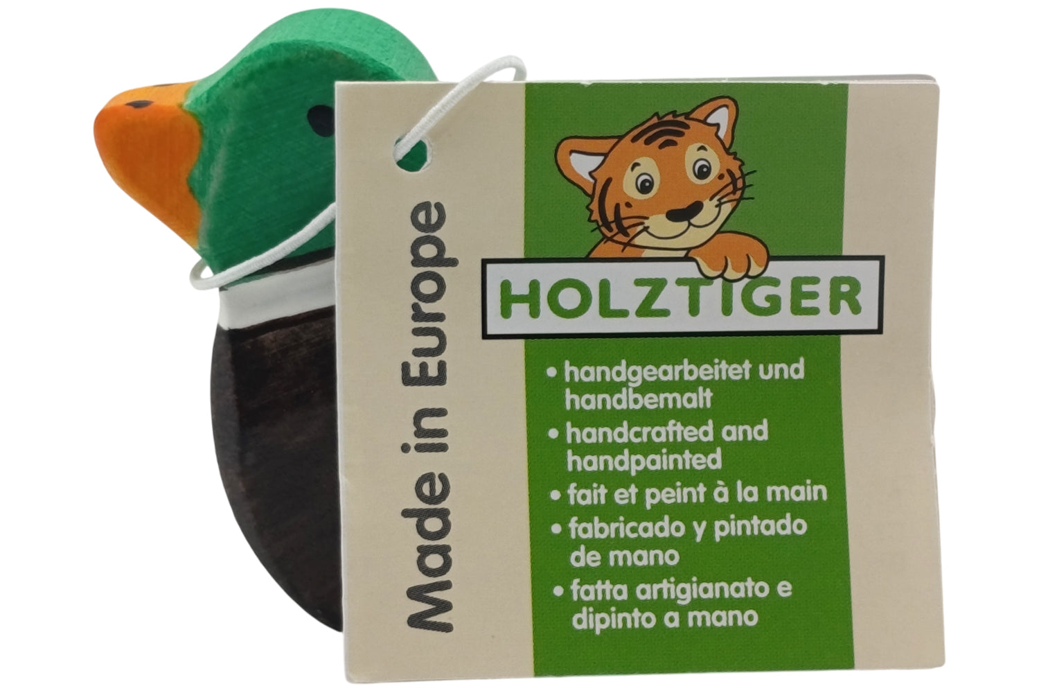 Holztiger Erpel schwimmend