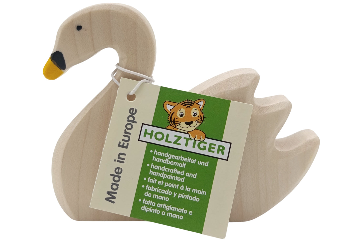 Holztiger Schwan schwimmend