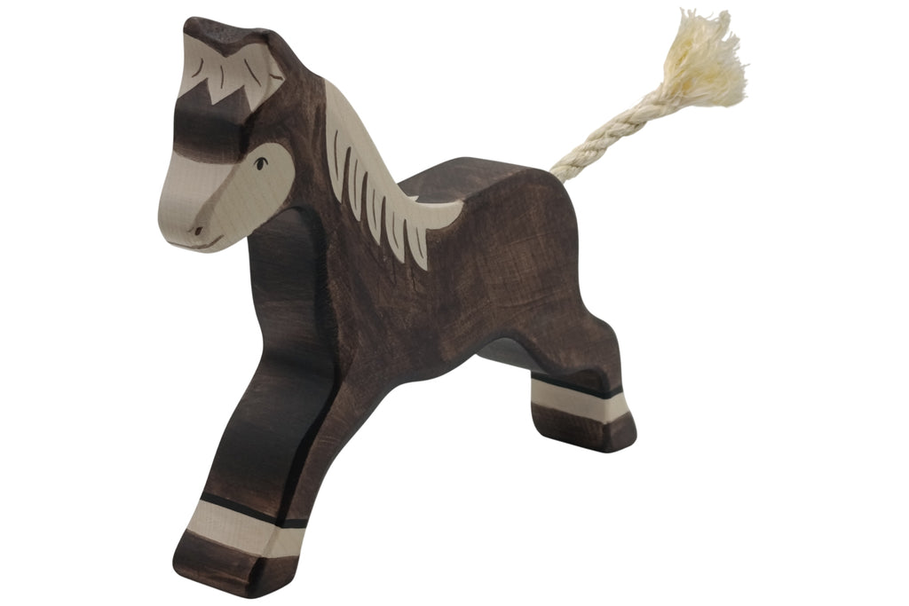 Holztiger Pferd dunkelbraun laufend