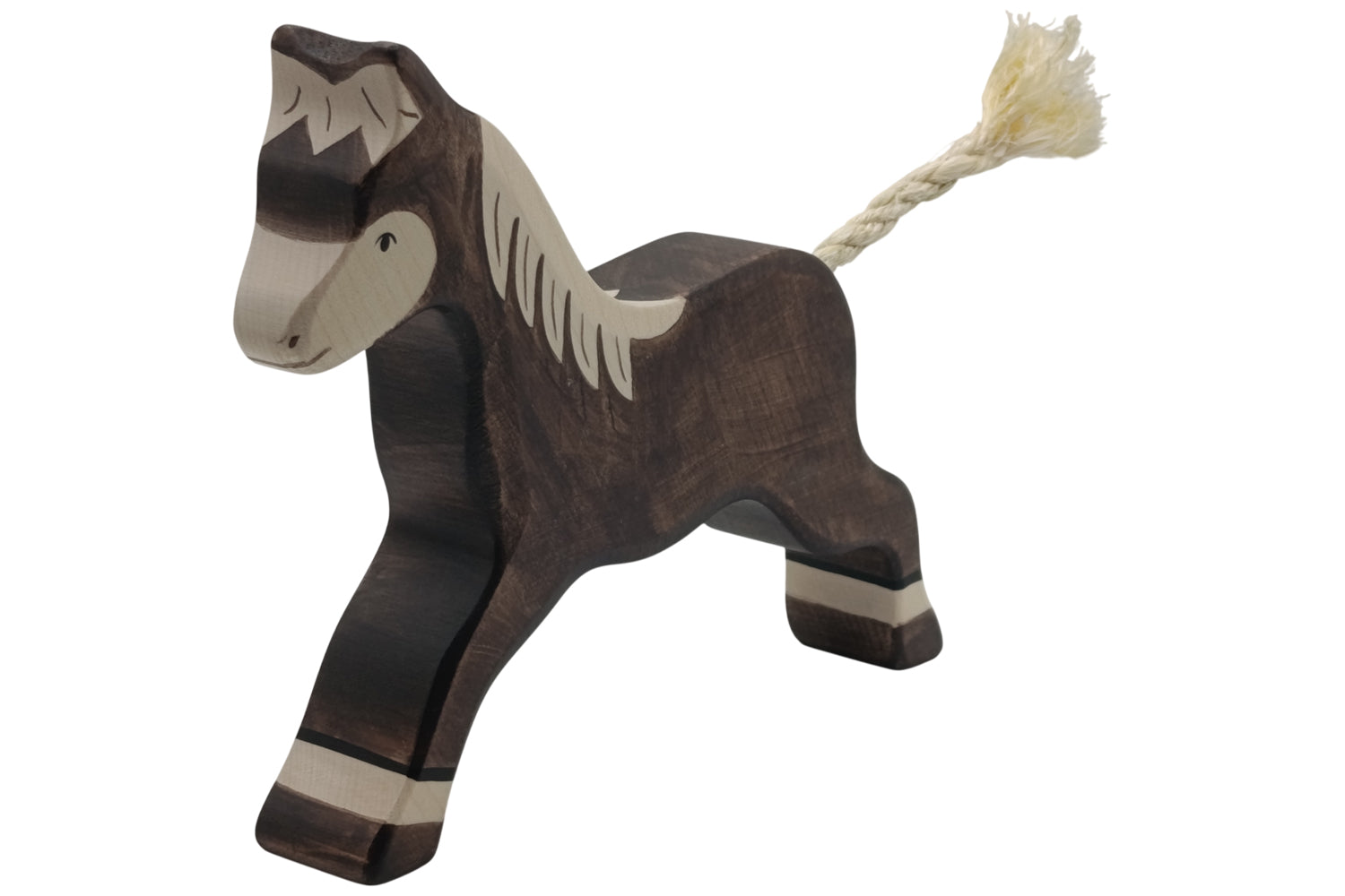 Holztiger Pferd dunkelbraun laufend