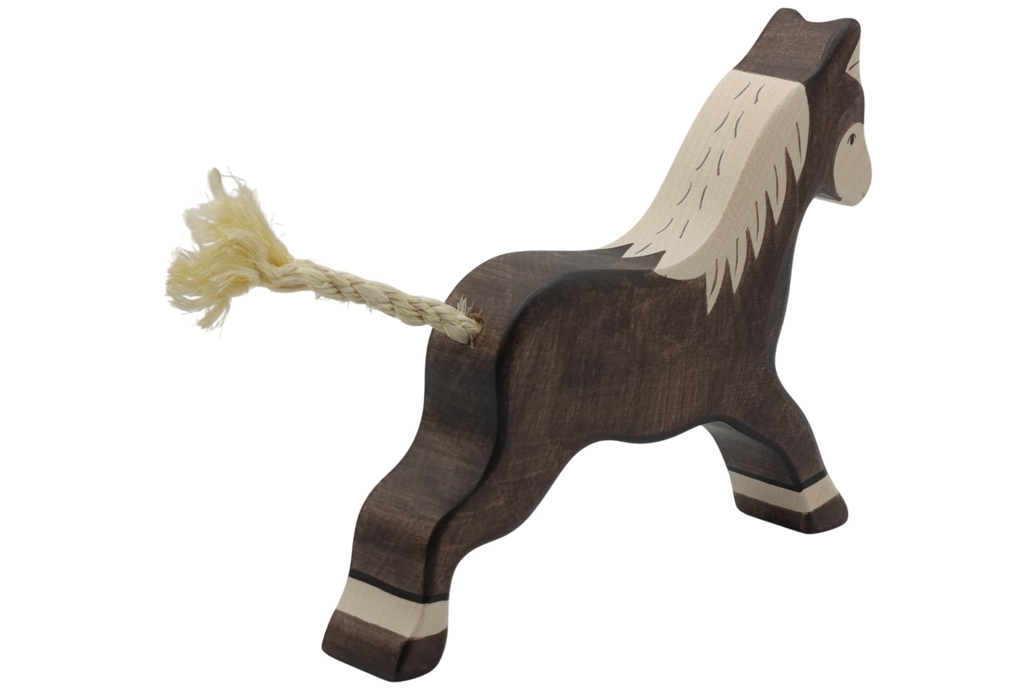 Holztiger Pferd dunkelbraun laufend