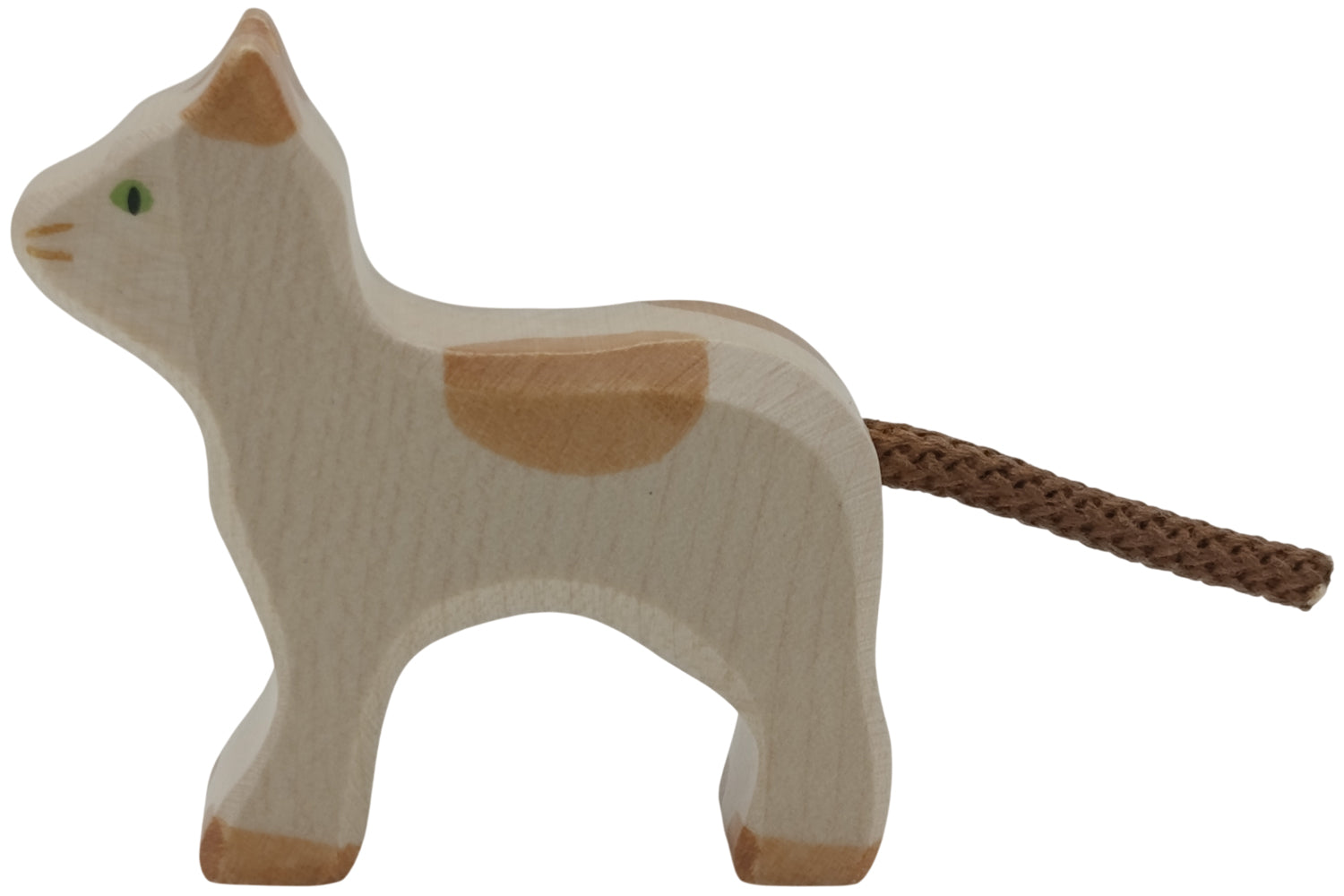 Holztiger Katze klein stehend gefleckt
