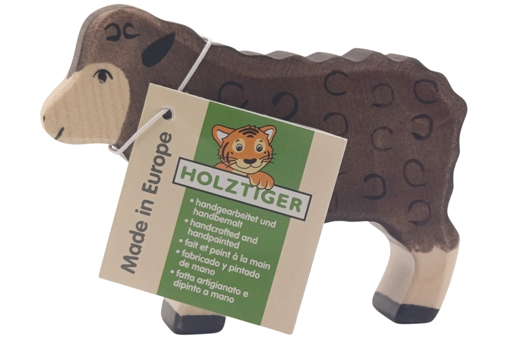 Holztiger Schaf schwarz stehend