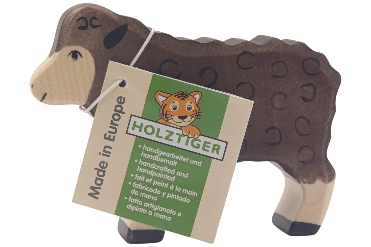 Holztiger Schaf schwarz stehend