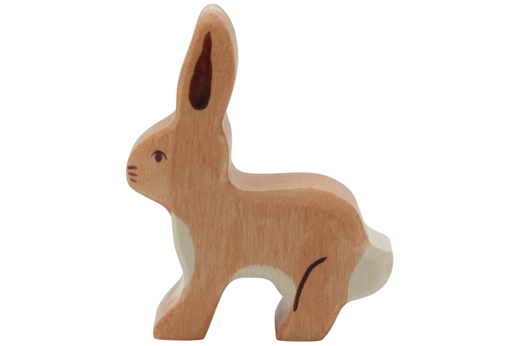 Holztiger Hase Ohren hoch