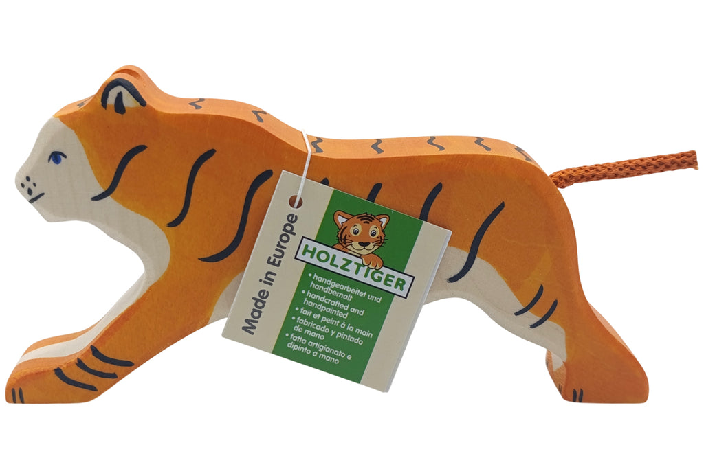 Holztiger Tiger groß laufend