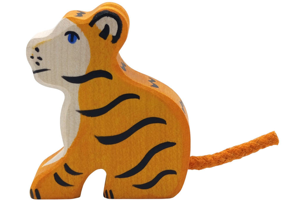 Holztiger Tiger klein sitzend